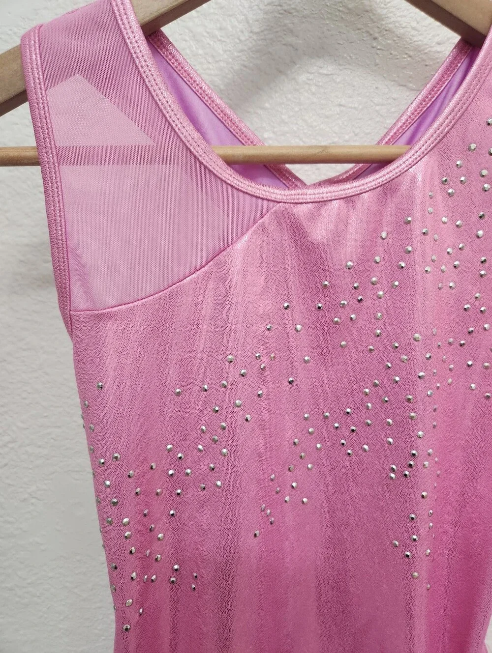 Cat & Jack Shimmer Pink Rhinestone Gymnastics Leotard 10/12
